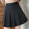 thumbnail image 3 of Tennis Skirts for Women Summer Casual Trendy Solid Mini Skirt High Waist Ruched Stretch Skirts, 3 of 6