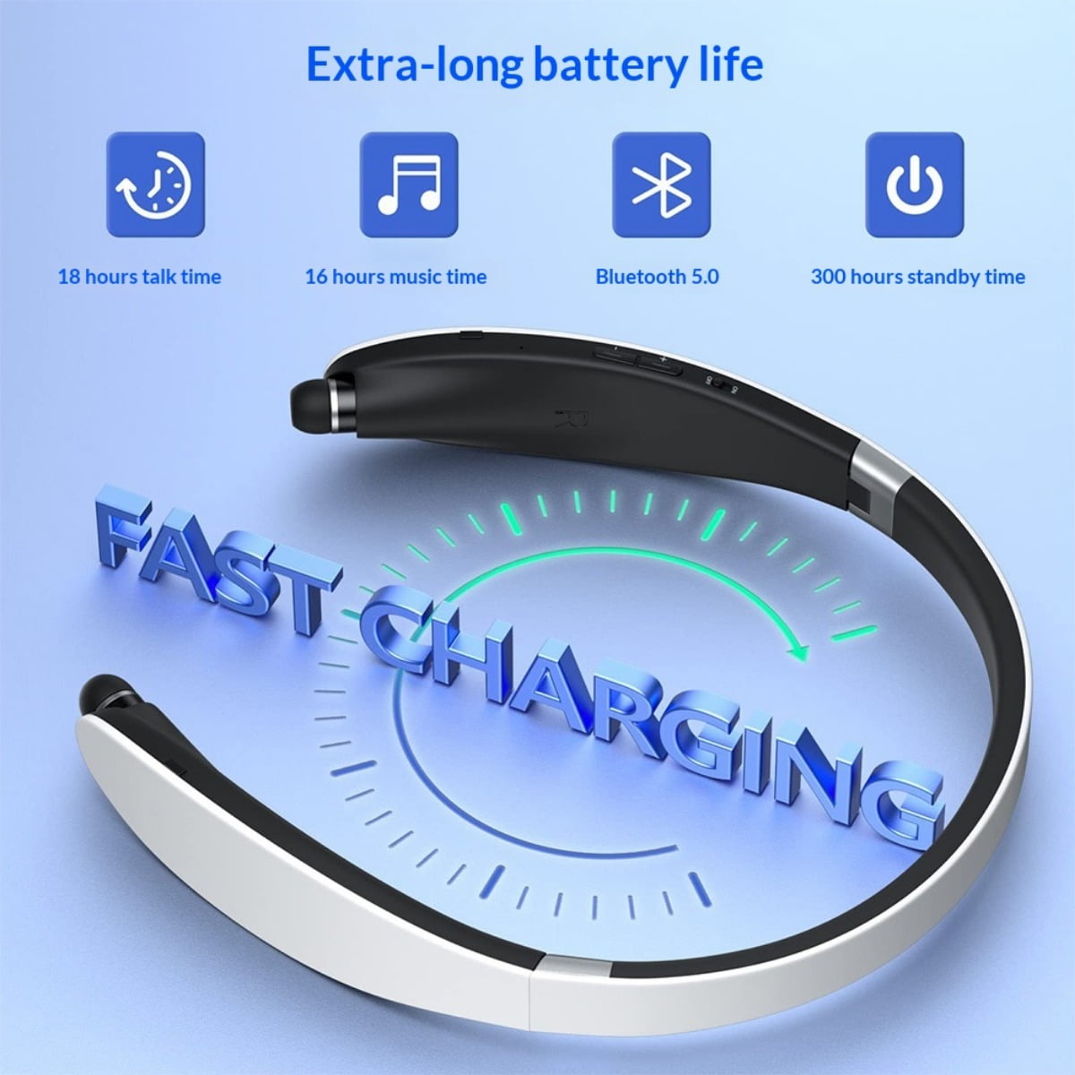 Stereo Bluetooth Earphones SX-991 Foldable Universal Sports Music Wireless Neck Hanging Headsets Noise Reduction Call Function Voice Control