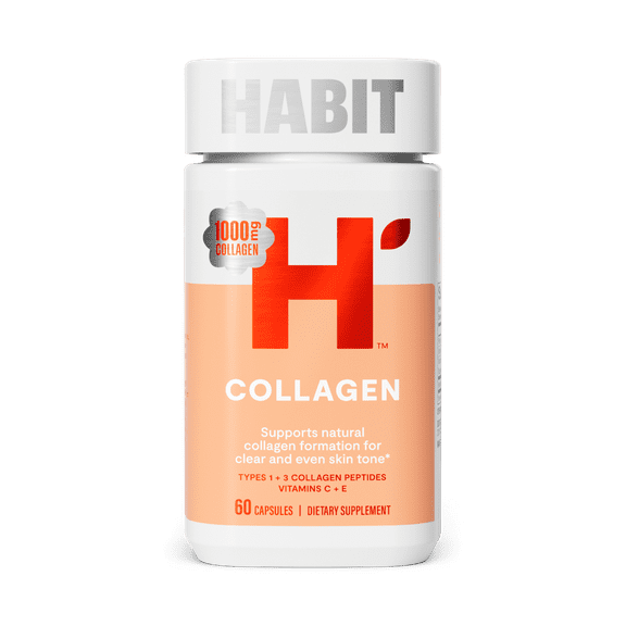 HABIT Collagen Supplement, Types 1 & 3 Collagen Peptides, Vitamin C and E, 60 Capsules