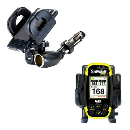 Golf Cigar Holder - Dual USB / 12V Charger Car Cigarette Lighter Mount and Holder for the Izzo Golf Swami 1500 3000 Enhanced