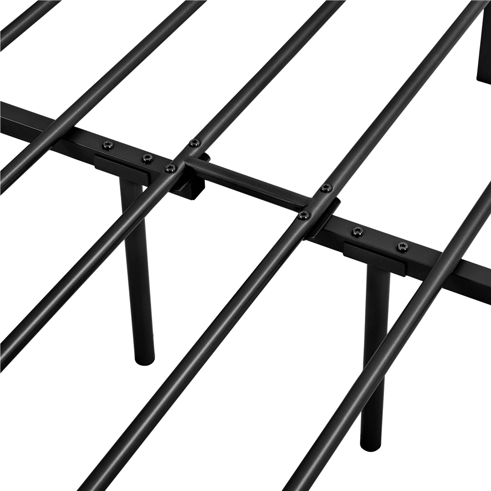 Alden Design King Size Metal Platform Bed Frame with High Headboard for Adult, Black