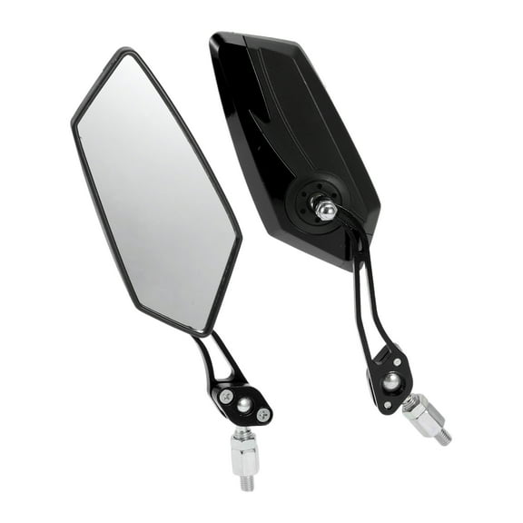 Unique Bargains Universal Motorcycle Rear View Mirrors Adjustable Side Rearview Mirror Aluminum Alloy Plastic 1 Set Black M8/M10 Polygonal Shape