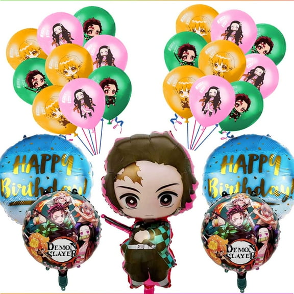 Demon Slayer Balloons Birthday Party Supplies Decor Fans Set Decorations Kit