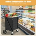 thumbnail image 6 of Leumius Foldable Shopping Cart,Large Shopping Cart Folding Grocery Cart with Double Basket and 360° Rolling Swivel Wheels for Halloween,Shopping,Laundry,Travel,Antique Black, 6 of 7