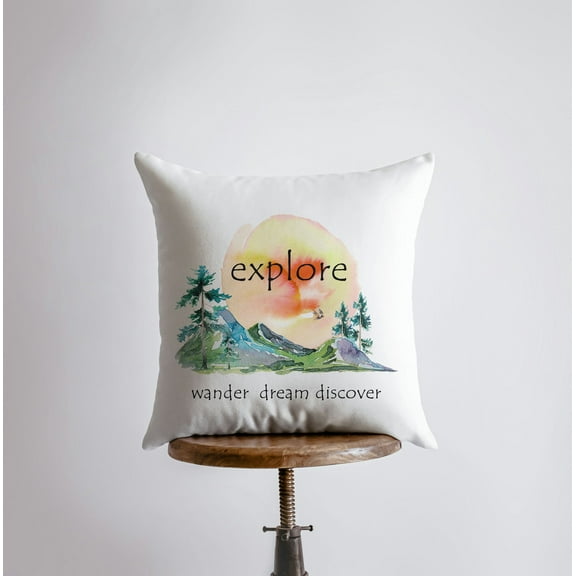 Explore Wander Dream Discover | Pillow Cover | Wander Lust | Throw Pillow | Home Decor | Unique Gift | Gifts for Travelers | Room Decor