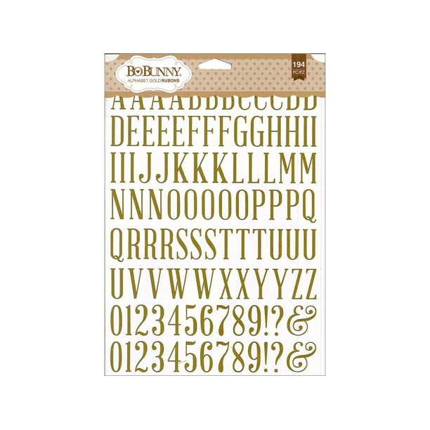 Bo Bunny Foil Rub On Transfer Alphabet Gold