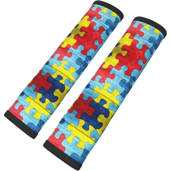 Colorful Autism Awareness Puzzle Car Seat Belt Pad Cover Safety Seatbelt Protector Pack of 2 Car Interior Decor
