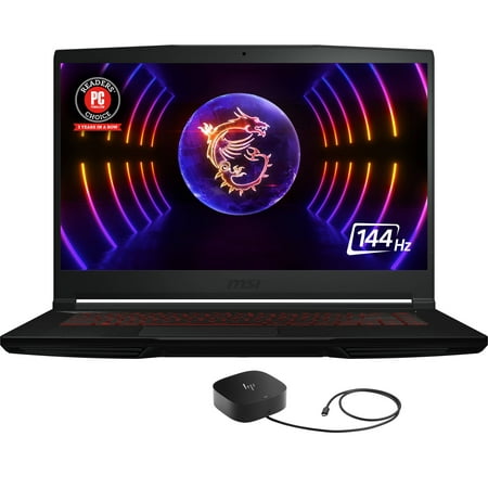 MSI GF63 12VE-066US Gaming Laptop (Intel i7-12650H 10-Core, 15.6in 144 Hz Full HD (1920x1080), GeForce RTX 4050, 16GB RAM, 512GB SSD, Backlit KB, Win 11 Home) with G5 Essential Dock