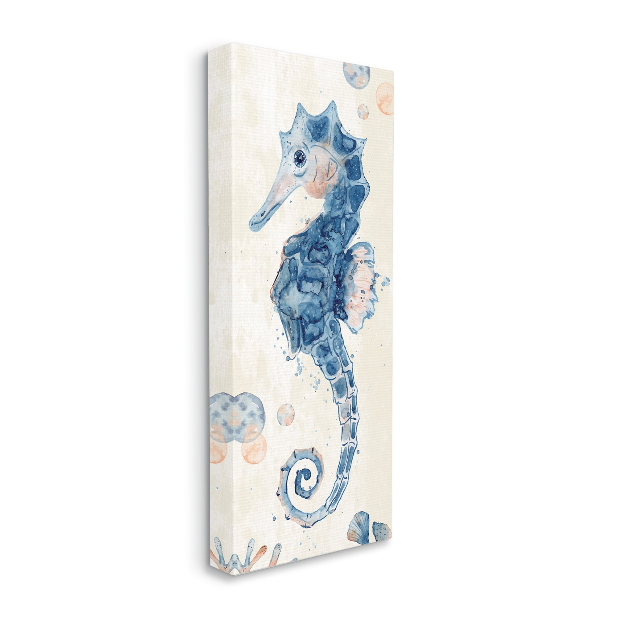 Stupell Industries Detailed Blue Seahorse Underwater Coral Watercolor , 10 x 24, Design by ND Art