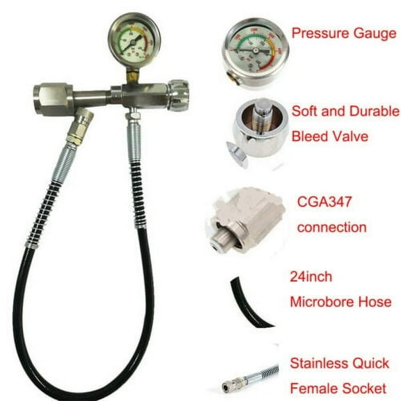 CGA347 Paintball Fill Station Kit SCBA Charging Adapter with 60cm Hose 0-6000PSI