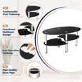 thumbnail image 7 of Modern Oval Coffee Table, Tempered Glass Center Table with Metal Legs for Living Room Home Decor Furniture,Black, 7 of 7