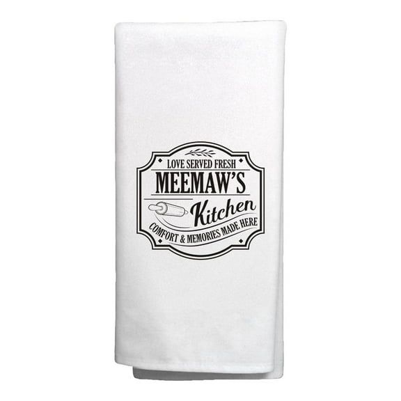 ThisWear Gifts for Meemaw Love Served Fresh MeeMaw's Kitchen Comfort Memories Made Here Decorative Kitchen Towel White