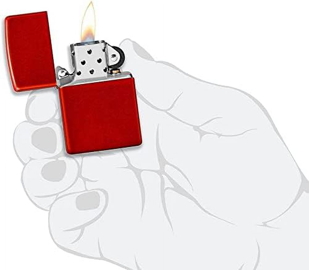 Zippo Lighter - Personalized Message Engraved on Backside Unique Colored Windproof Lighter (Metallic Red #49475)