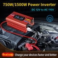 thumbnail image 5 of 750W 1500W Peak Modified Sine Wave Power Inverter DC 12V to AC 110V Converter with 2AC+2USB, LCD Display for Car, RV, Camping & Home Backup Red, 5 of 10