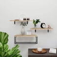 thumbnail image 7 of Floating Shelves, 3 Set Wall Mounted Wood Bathroom Shelves with Wire Storage Basket & Hooks,Farmhouse Floating Shelf Bathroom Accessories for Bedroom,Living Room, Kitchen,Bathroom Decor, Light Burnt, 7 of 7