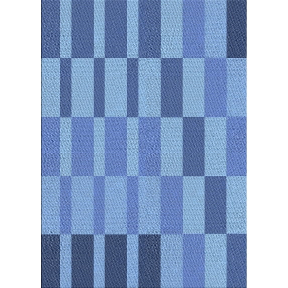 Ahgly Company Machine Washable Indoor Rectangle Transitional Day Sky Blue Area Rugs, 5' x 7'