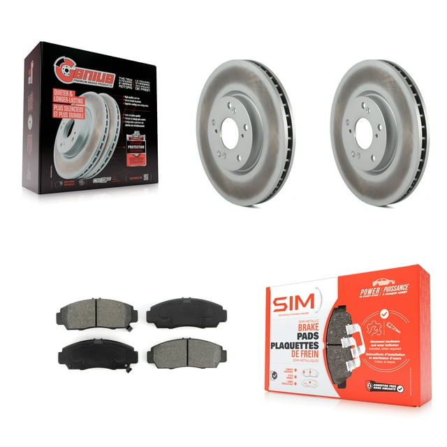 Transit Auto Front Coated Disc Brake Rotors and Semi-Metallic Pads Kit for Car 2004-2005 Acura TL Automatic transmission KGS-100291