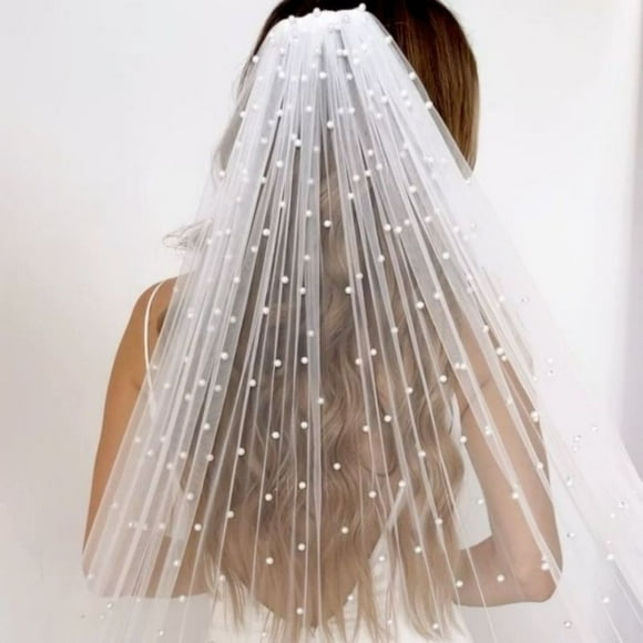 Pearls Bridal veil with comb wedding veil ivory