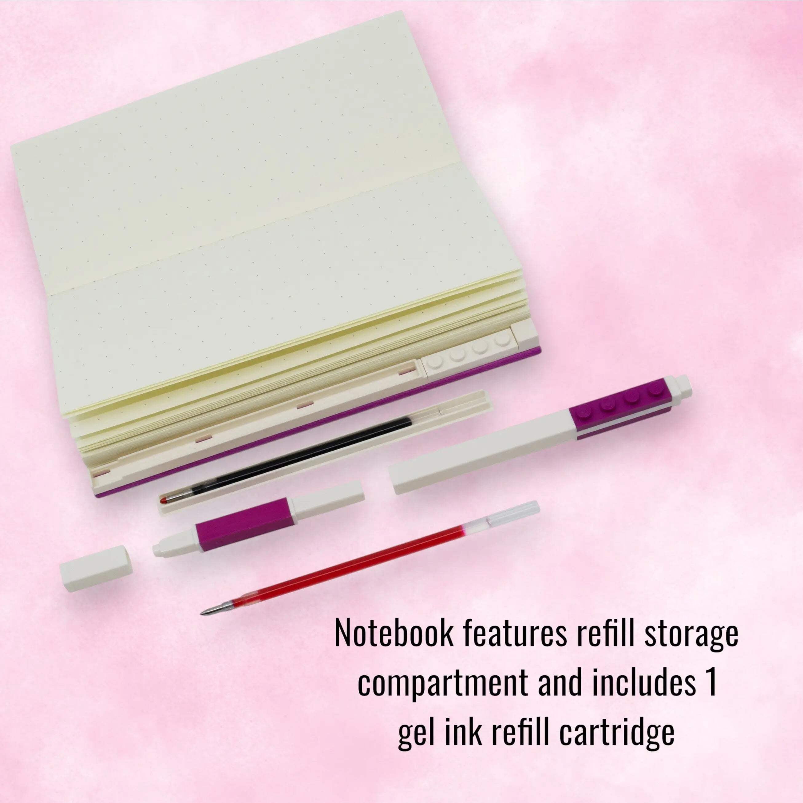 LEGO Locking Notebook with Gel Pen - 1x2 Red Violet