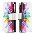 thumbnail image 4 of Dteck Case for Samsung Galaxy S21 FE 5G 6.4-inch,Magnetic Patterned Leather Zipper Card Holder Wallet Flip Case Kickstand Shockproof with Hand Strap Cover ,Half Flower, 4 of 6