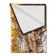 thumbnail image 2 of Tree Soft Flannel Fleece Blanket, Autumn Season Forest in Sun Rays near the River in Morning Idyllic View Print, Cozy Plush for Indoor and Outdoor Use, 60" x 80", Yellow Brown White, by Ambesonne, 2 of 5
