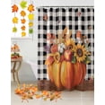 thumbnail image 2 of Fall Shower Curtain Harvest Pumpkin Bathroom Curtains with Hooks, Waterproof Fabric Bird Maple Leaves Sunflower Black Buffalo Plaid Thanksgiving Bath Shower Curtains Set for Bathroom Bathtubs 36x72, 2 of 7