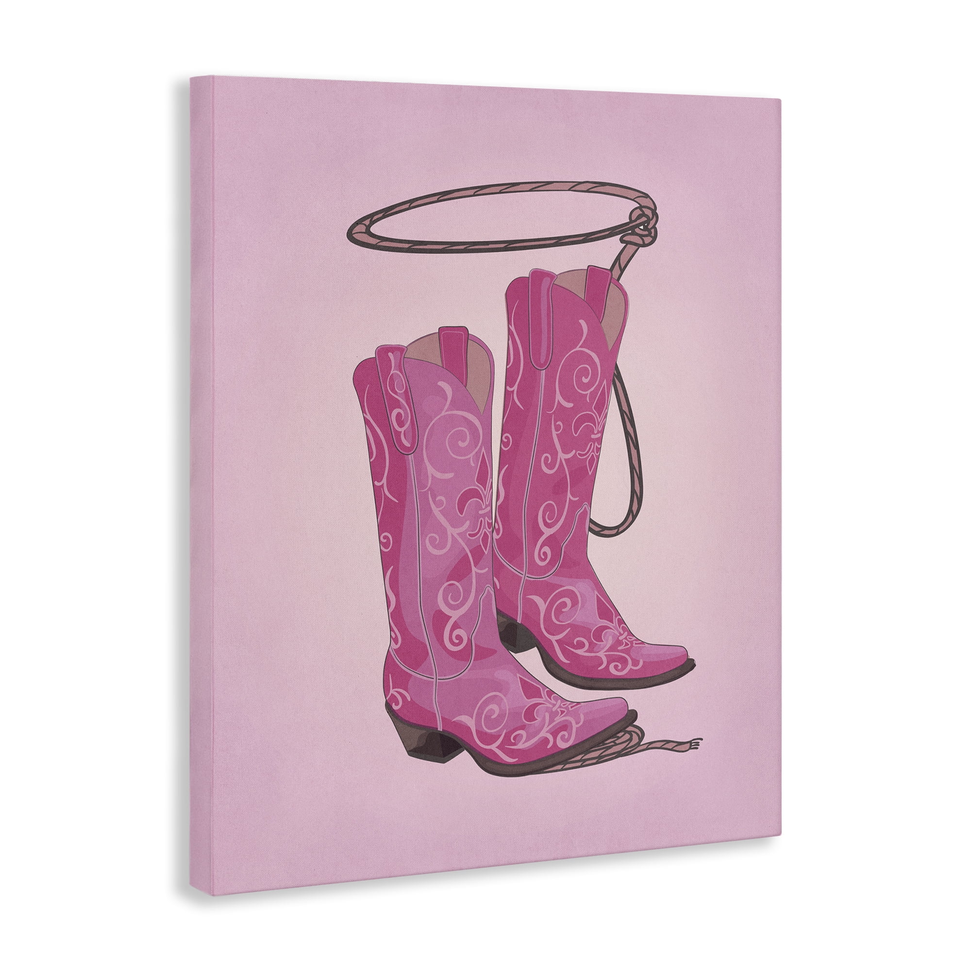 Stupell Industries Cowgirl Boots & Lasso Entertainment Painting Wrapped Canvas Art Print Wall Art, 36 x 48