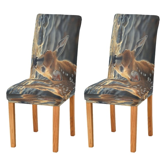 BZSMCE Chairs Slipcovers Dining Chair Covers Deer Drinking Water Creative Pattern