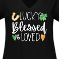 thumbnail image 4 of Inktastic Lucky Blessed and Loved Horseshoe Clover Hearts Women's Plus Size V-Neck T-Shirt, 4 of 5