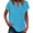 Sky Blue, variant on Linen Shirts for Women Short Sleeve V Neck Loose Fit Casual Plain T Shirts Summer Lightweight Tees
