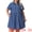 Mid Blue, variant on DARING DIVA Stylish Plus Size Denim Babydoll Pockets Dress 1X Light Blue