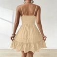 thumbnail image 5 of VBVC Women's Square Neck Smocked Mini Dress,Ladies Spaghetti Strap Ruffle Hem Tiered Dress,Summer Cotton-Linen Beach and Vacation Wear For Women,Beige,S-2XL, 5 of 7