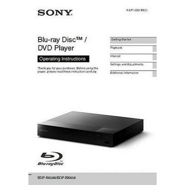 Instruction Manual ONLY for Sony BDP-S6500 Blu-ray Player Owners Manual REPRINT