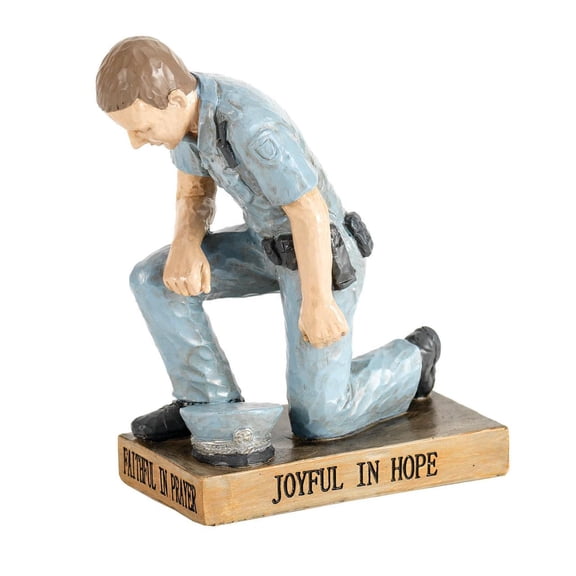 Faithful In Prayer Police Officer Grey 5.5 x 4 Resin Decorative Tabletop Figurine