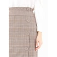 thumbnail image 5 of Camel Midi Tartan Straight Plaid Belted Skirt with Decorative Buttons, 5 of 6