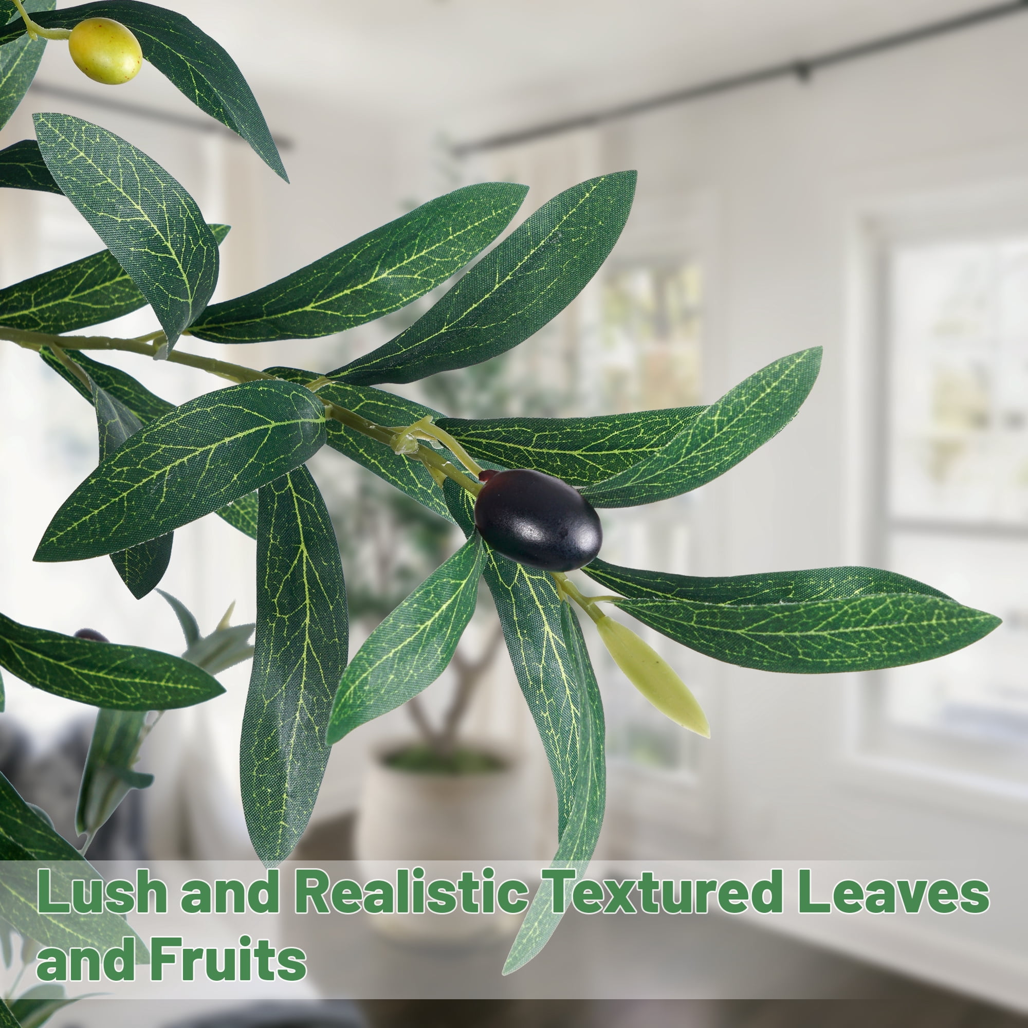 OLIVIVI Artificial Olive Tree 6FT Tall Faux Silk Plant for Home Office Decor Indoor Outdoor Fake Lifelike Potted Plant with Wood Branches 1 pack