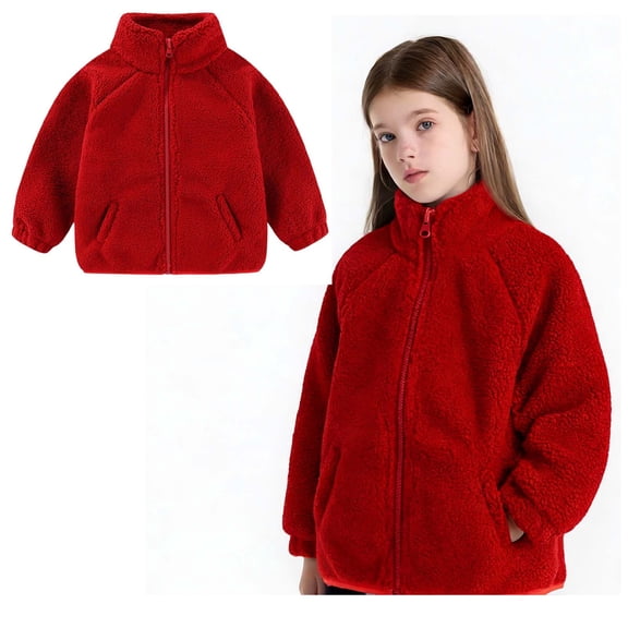 Fleece Jacket for Toddler Winter Coat Boys Long Sleeve Lightweight Zip Up Fuzzy Jacket Winter Clothes for Toddler Girls 12-24 Months