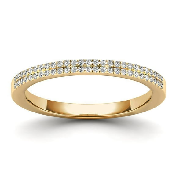 Anygolds 14K Real Solid Gold 0.16ctw Diamond Half Eternity Women's Band Ring - MAS20078R5Y - Yellow Gold Size 5