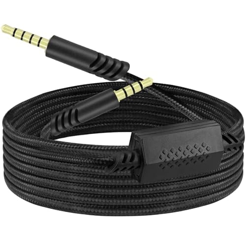 Replacement Aux Cord for Astro A40,2M/6.5Ft Nylon Braided Gold-Plated 3.5mm TRRRS to TRRS A40 Inline Mute Audio Game Headset Cable Compatible with Astro A10/A40/A40TR Gaming Headset Adapter