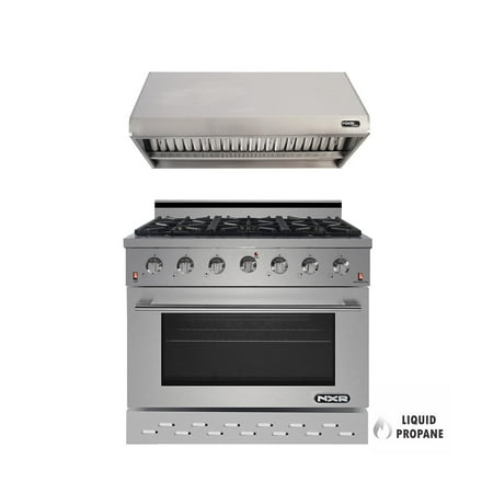 NXR 36" Stainless Steel Propane Gas Range with 5.5 cu. ft. Convection Oven & Under Cabinet Hood Bundle SC3611 RH3601