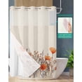 thumbnail image 2 of No Hook Shower Curtain with Snap in Liner, Orange Poppy Flowers Watercolor Floral Plants Retro Linen Shower Curtains for Bathroom, Washable Shower Curtain Liner Set with Mesh Top Window, 72"x96", 2 of 6