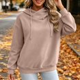 thumbnail image 5 of Horkkom Hoodies for Women Casual Comfort Drawstring Hoodie Solid Color Fall Winter Pullover Sweatshirts XXL, 5 of 8