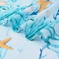 thumbnail image 4 of Coastal Tablecloth, Ocean Nautical Table Cloth, Coral Starfish Seashell Table Covers, Beach Themed Waterproof Table Cover for Dining Table Kitchen Party Picnic Camping, Square 52"x52", 4 of 5