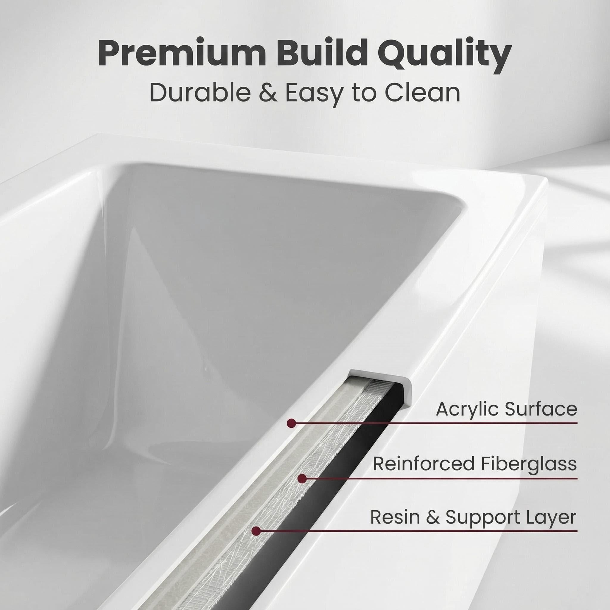 67" Luxury Whirlpool Bathtub with Panoramic Glass Window | 7 Hydro-Massage Jets, Waterfall Faucet & LED Chromatherapy | 1HP 750W Motor, Acrylic Spa Jetted Tub (110V) –Middle Drain