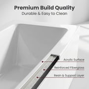 67 Luxury Whirlpool Bathtub with Panoramic Glass Window | 7 Hydro-Massage Jets, Waterfall Faucet & LED Chromatherapy | 1HP 750W Motor, Acrylic Spa Jetted Tub (110V) –Middle Drain