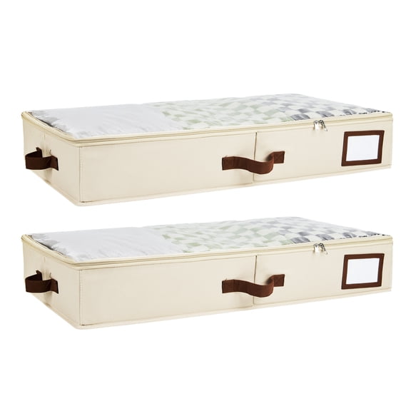 Under Bed Storage Containers with Clear Lid, 29.5 x 16.5 x 5.1 in Low-Profile Bins for Under Beds & Couches, Fits Seasonal Clothes, Blankets & Shoes, Space-Saving Organizer