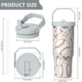 thumbnail image 5 of 1pc baseball 30oz Tumbler with Straw & Handle - Insulated Stainless Steel Cup | Holiday Gift for Man Women (Christmas, Valentine's, Birthday), 5 of 7