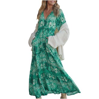 open lace back dress Ruffle Detail Tiered Bohemian Dress for Women Above Ankle Length  Anna-Kaci