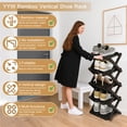 thumbnail image 5 of SHIBAILI 5-Tier Bamboo Folding Shoe Rack - No Assembly, Space-Saving(Black), 5 of 10