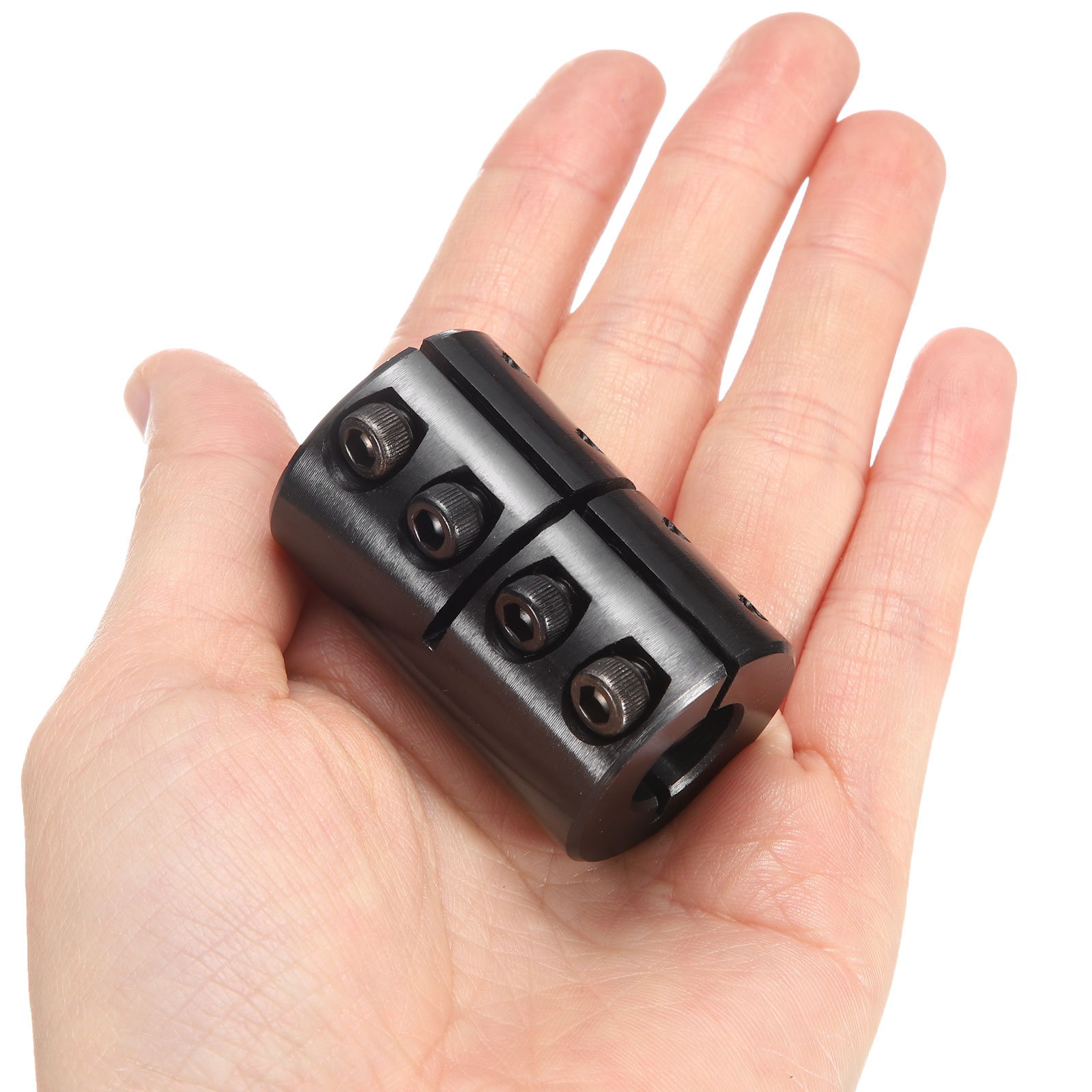 Uxcell Shaft Coupling, 1/2" to 3/8" Bore, 1-1/8" OD, 1-3/4" Length, Black Oxide Plated Rigid Single Split Clamping Coupling with #8-32 x 1/2" Set Screws for 3D Printers Motor Wheel